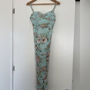 Privy Floral Dress in Light Blue and Pink